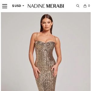 Nadine Merabi Gold Sequin Dress